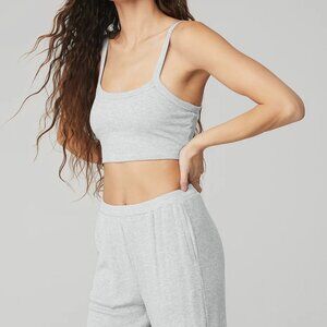 Ribbed Crop Whisper Bra Tank - Athletic Heather Grey